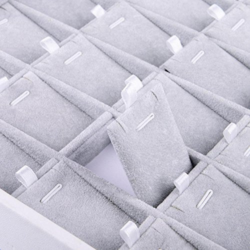 Oirlv Velvet Stackable Jewelry Tray 32 Grids Pendant Organizer Display Showcase Jewelry Storage Trays - size: 32 Grids Necklace/Pendant Tray