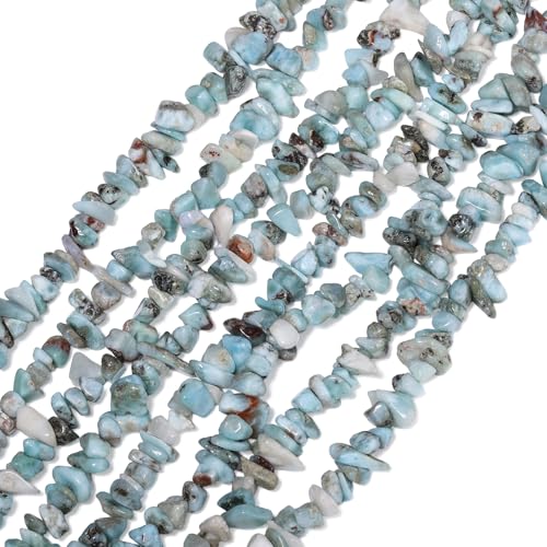 30in Larimar Natural Chip Stone Beads 5-8mm About 230pcs, Irregular Drilled Light Blue Green Bead for Bracelets Jewelry Making Supplies for Adults, DIY Crafts. - color: Larimar, size: 5-8mm Stone Chip Beads
