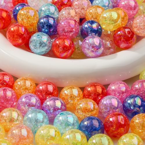 20mm Acrylic Beads 180pcs Chunk Bubblegum Bead Multicolor Crack Pen Ball Beads for Pen Bag Jewelry Making Necklace Bracelets (ab Crack) - color: orange&black