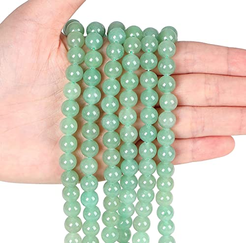 LAIDANLA Green Aventurine 8mm Natural Stone Beads Round Loose Gemstone for DIY Bracelet Necklace Earrings Jewelry Making Polishing Genuine Real Stone Beading 96PCS 2 Strand 32" - color: H-Green Aventurine, size: 8mm