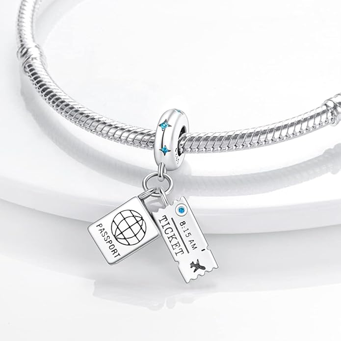 MULA 925 Sterling Silver Charms for Bracelets and Necklaces Family Letters Dangle Pendants Airplane Travel Beads Family Tree Jewelry Charms for Women