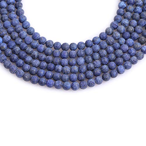 Matte 4mm Natural Blue Lapis Lazuli Beads, 15 inch Strand Frosted Blue Round Stone Gemstone Loose Spacer Beads for Jewelry Making Necklace Bracelets Earrings - color: Blue Lapis Lazuli, size: 4mm