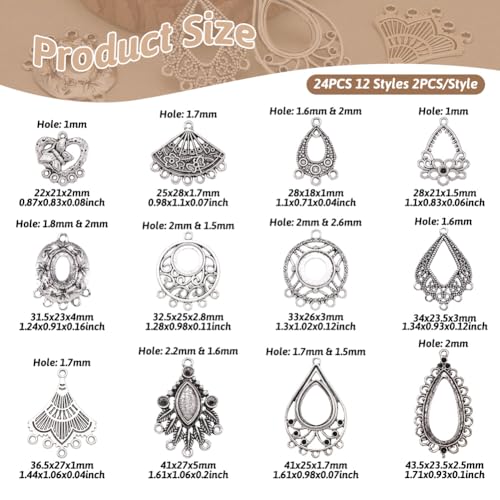 KISSITTY Tibetan Style Alloy Chandelier Component Links for Jewelry Making - color: Antique Silver # Mixed Shape 1