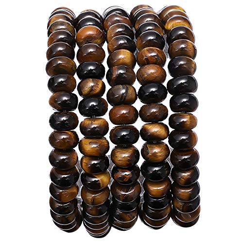 BEADIA Natural Yellow Tiger Eye Stone Rondelle 5x8mm Loose Semi Gemstone Beads for Jewelry Making 38cm - color: Yellow Tiger Eye Rondelle, size: 5x8mm