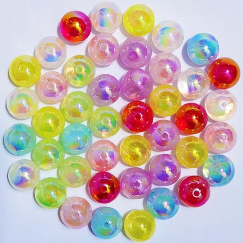 Mixed Lots Shiny AB Color Acrylic Bead DIY Beading Hairband Bracelets Necklace Craft Embelishment (Mixed Colors-Semitransparent AB Plated Milk) - color: Mixed Colors-Semitransparent AB Plated Milk