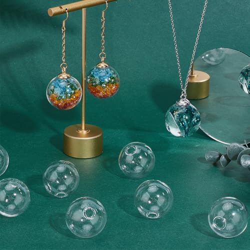 PH PandaHall 30pcs Mini Glass Globes, 1inch Small Glass Ball Bottles Orbs Balls Wish Charms Spheres UV Planet Crystal Craft Ball for UV Resin Dice Pendant Charms Earring Making - size: 1inch