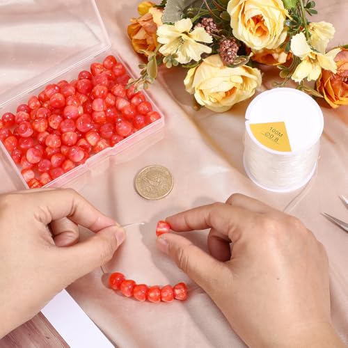 328.08 Yards 0.8mm Clear Elastic Thread 3 Rolls Crystal Stretch Beads Round Cords Transparent Threads Stretchy Beading TPU String for Jewelry Making Bracelet Necklaces DIY Craft Supply