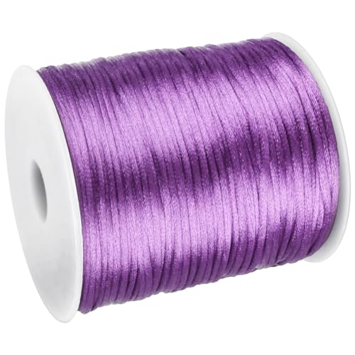 2mm x 300Feet Satin Nylon Cord, Silky Smooth Nylon String for Jewelry Making Bracelet Necklaces Beading Thread Rattail Macrame Kumihimo Chinese Knot Craft (Light Purple) - color: Light Purple