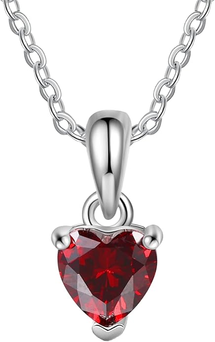 PaulaMax Jewelry Custom Birthstone Necklace for Women in 925 Sterling Silver, Mother's Day Necklace with 1 2 3 4 Heart Birthstones, Personalized and Customized Sterling Silver Chain 18" + 2"