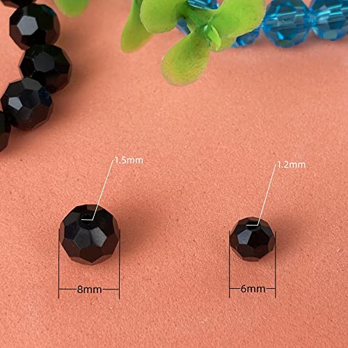 Jmassyang 100 Pieces 8mm Faceted Round Crystal Glass Beads Spacer Beads for Jewelry Making, Bracelets Necklaces Earrings Wind Chimes Suncatchers(Black) - color: Black, size: 8mm