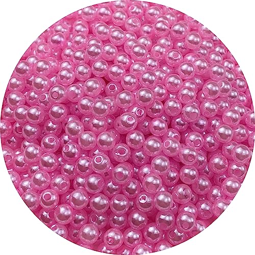 Pinhoollgo 800pcs Pearl Beads 6mm Round Pearl Beads with Hole for DIY Bracelet Necklace Jewelry Making Supplies Handmade Craft(Pink) - color: Pink, size: 6mm/800pcs