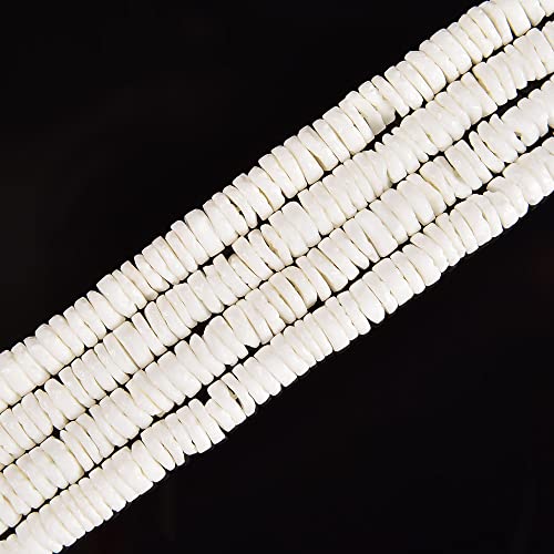 206 Pcs 2x4mm White Shell Stone Bead Drilled Flat Heishi Disc Gemstone DIY Beads for Bracelets Jewelry Making Crafts - color: White Shell #4, size: 2x4mm