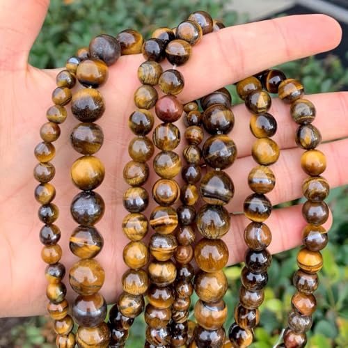 90pcs Adabele Natural Gold Yellow Tigers Eye Healing Gemstone 4mm (0.16 Inch) Small Round Beads Gem Stone Spacer for DIY Craft Jewelry Making GS12-4 - color: Tiger Eye Stone, size: 4mm (90pcs/1 Strand)