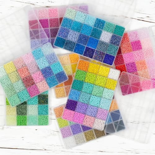 Macaron Color 3mm Seed Beads, 5200Pcs Glass Seed Beads Kit with Storage Box for DIY Necklace Bracelet Crafts - color: Macaron