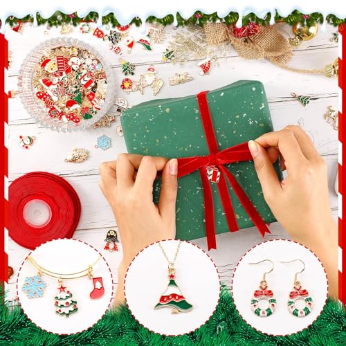 SANNIX 350Pcs Christmas Charms for Jewelry Making, Gold Enamel Charms Christmas Charm Pendants for DIY Crafts Bracelets Necklace Earrings Craft Supplies - color: Christmas Color