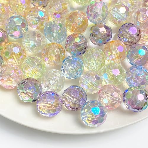 16mm Acrylic Beads UV Transparent Colorful Bead 95pcs Clear Football Beads for DIY Handmade Bracelets Necklaces Phone Chains Jewelry Making Craft Supplies(uv Transparent) - color: uv transparent