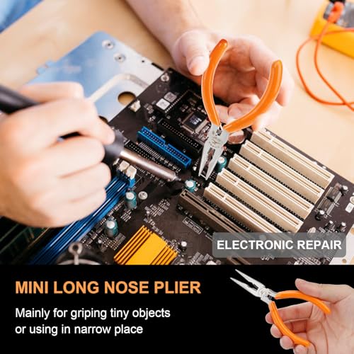 Rongon Small Needle Nose Pliers 5 Inch Precision Long Nose Plier Jewelry Pliers Tools Craftsman Tool Kit for Bending Wire, Handcraft, PCB Board, Working in Tight Areas - size: 1Pcs