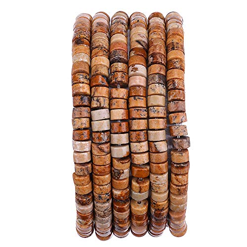 BEADIA Natural Brown Picture Jasper Spacer Beads Caps Loose Semi Gemstone for Beading Jewelry Making 4mmx2mm 38cm - color: Brown Picture Jasper, size: Round 4mm x 2mm