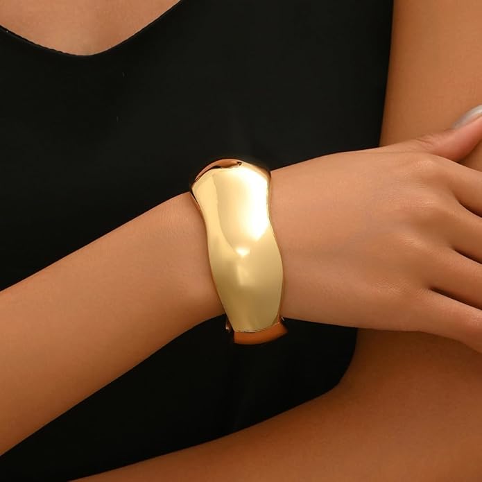 Gold/Silver Cuff Bangle Bracelets For Women Chunky Waterdrop Twisted Hinged Bangle Bracelets Minimalist Arm Cuff Bracelet Jewelry Gifts