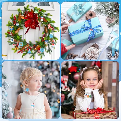 Augshy Winter Charms, 64 Pcs Christmas Winter Resin Charm Beads Ornament Snowflake Snowman Charm Pendants for DIY Bracelet Necklace Jewelry Making - style: Christmas Winter Style