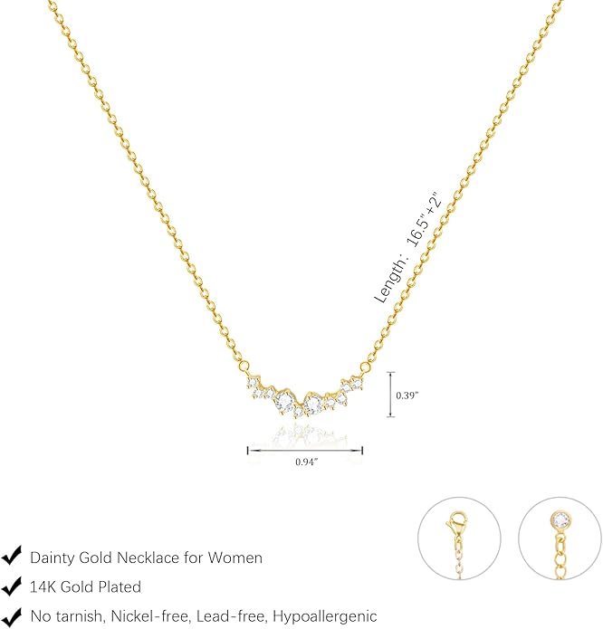 Diamond Pendant Necklace for Women, Dainty Gold Necklace 18k Gold Plated Paperclip Choker Necklaces Cute Open Oval Necklaces Simple Gold Necklace Jewelry Gifts for Women Trendy