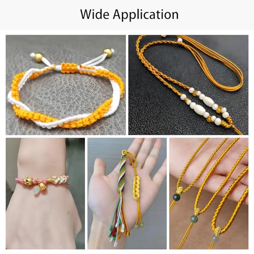 Markcain 2mm x 110 Yards Gold Nylon Cord, Gold String Beading Thread for Bracelets, Necklaces and Wind Chime Crafts - size: Gold