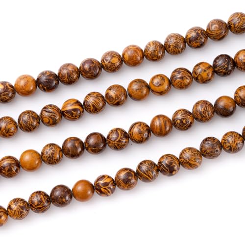 6mm 60pcs DIY Natural Golden Pietersite Stone Beads Round Healing Crystal Gemstone Loose Beads for Jewelry Making Handmade Bracelet Necklace - color: Golden Pietersite, size: 6mm