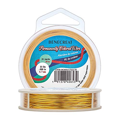 BENECREAT 21-Gauge Tarnish Resistant Gold Wire Jewelry Copper Wire for Beading Craft, 65-Feet/21-Yard - color: Dark Gold, size: 21-Gauge(65-Feet/22-Yard)