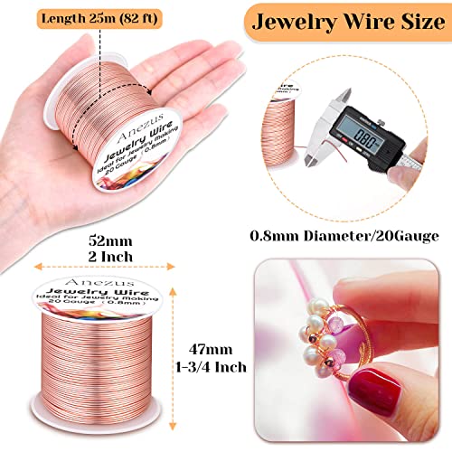 anezus 20 Gauge Jewelry Wire, 28 Yards Craft Wire Tarnish Resistant Copper Beading Wire for Jewelry Making Supplies and Crafting(Rose Gold) - color: Rose Gold