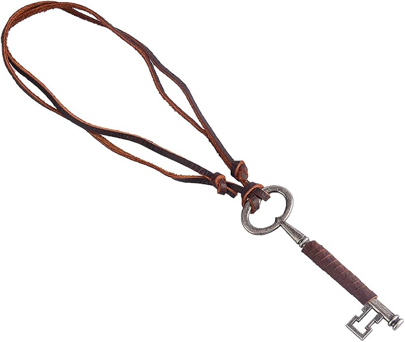 GelConnie Boho Necklaces for Women Vintage Silver Circles Long Pendant Necklace Cowgirl Sweater Necklace Adjustable Leather Choker Necklace for Women