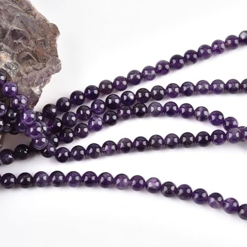 8mm Natural Amethyst Beads Round Gemstone Loose Beads for Jewelry Making (48pcs/Strand) - color: Amethyst, size: 8mm