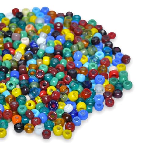 1/2 LB Bag of Assorted Pony/Crow Glass Beads for Jewelry Making, Lampwork Bead Mix for Bracelets and Necklaces, Crafting Beads Supplies Kit, Large & Small Beads (Crow Beads Mix) - color: Crow Beads Mix