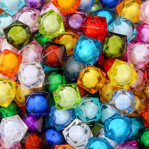 16mm Color Acrylic Beads 100pcs Cute Candy Colors Spacer Beads Loose Beads for DIY Crafting Necklace Bracelet Jewelry Making Keychain (Blue&Purple&Pink) - color: blue&purple&pink
