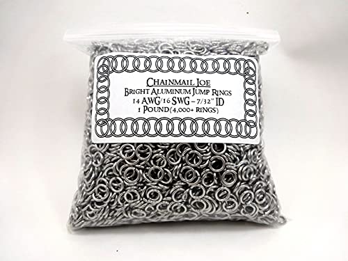 1 Pound Bright Aluminum Chainmail Jump Rings 16G 7/32" ID (4000+ Rings) - size: 16swg 7/32" Id