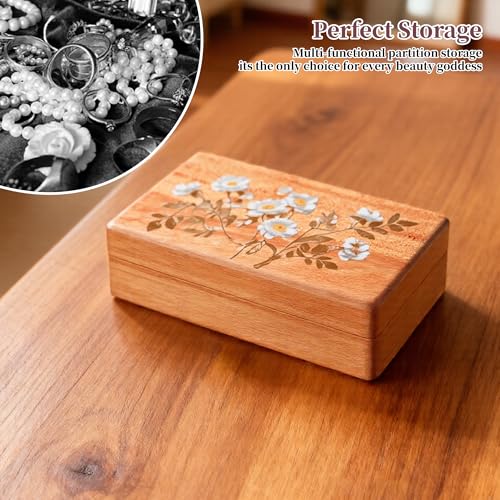 Travel Jewelry Case Small Wood Jewelry Organizer Jewelry Box for Women (Pine Wood Print) - color: Pine Wood Print
