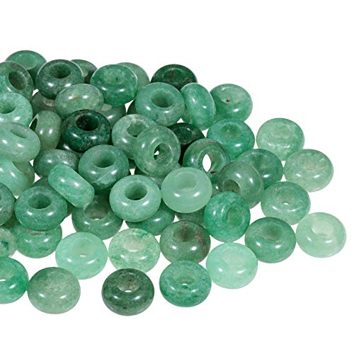 TUMBEELLUWA Natural Gemstone Beads for Jewelry Making, Rondelle Large Hole Loose Beads Pack of 15,Green Aventurine(8x14 mm) - color: #2-Green