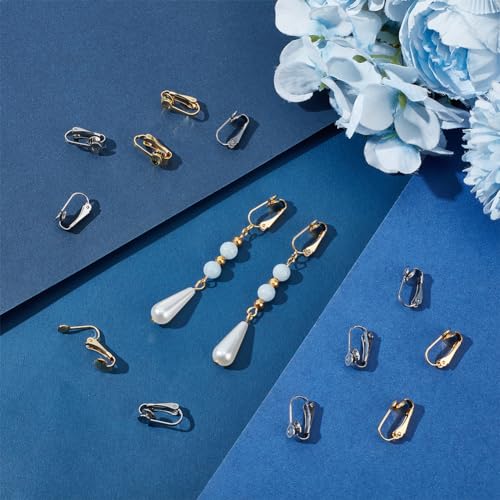 UNICRAFTALE 60Pcs 2 Colors 304 Stainless Steel Clip-on Earring Findings Golden Earring Clip Backs Clip-on Earring Converter Components Non-Pierced Ears for Non Piercing Earrings Jewelry Making - color: Stainless Steel Color and Golden