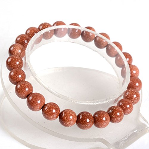 Justinstones 8mm Round Beads Stretch Bracelet 7 Inch Unisex - color: Goldstone