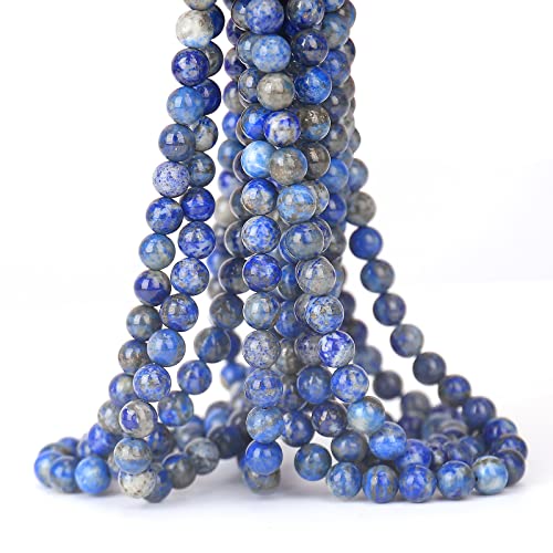 70PCS Natural 8MM Healing Gemstone, Lapis Lazuli Energy Stone Round Loose Beads, Semi-Precious Crystal Beads with Free Elastic String for Jewelry Making DIY - color: Lapis Lazuli, size: 8MM