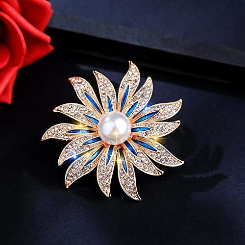 Brooch Pins for Women Girls Fashion Flower Crystal Rhinestone Pearl Jewelry