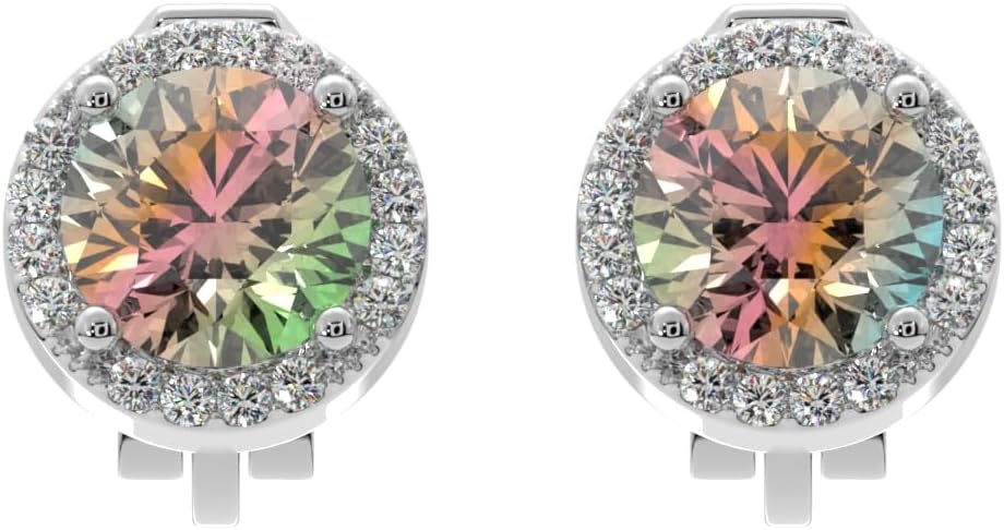 Aloha Earrings Round Halo Crystal Clip On Stud Earrings