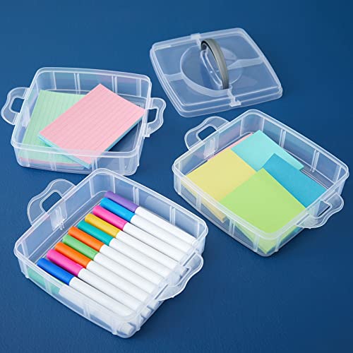 Juvale 3-Tier Bead Organizer Box - 6x6x5 In, Clear Plastic Container with Dividers - Adjustable Sections for Bead Storage & Earring Storage - Craft Container & Jewelry Box Organizer (Pack of 2) - size: 2 Pack, 3 Layer