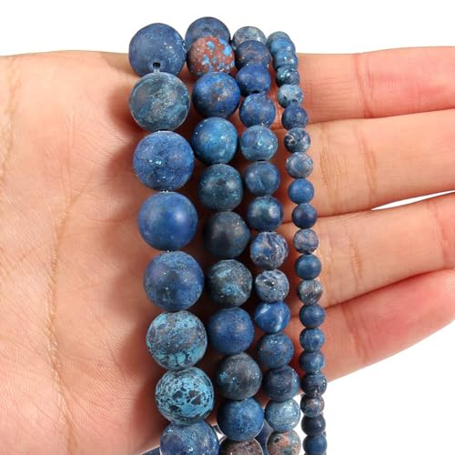 36pcs Natural Matte American Turquoise Gemstone Beads，10mm Frosted Round Loose Stone Beads for Jewelry Making Earring Bracelet Necklace DIY Crafts - color: American Turquoise, size: 10mm
