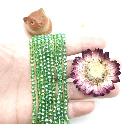 3mm4mm 1100pcs 800pcs Bicone Beads Crystal Glass Faceted Beads for Necklace Bracelet Earrings DIY Jewelry Crafts Making Project (3mm Grass GreenAB) - color: 3mm Grass GreenAB