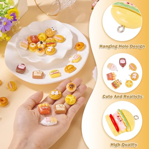 Craftdady Resin Plastic Miniature Food Snack Pendants Charms Ice Drink Juice Pendants Cute Bottle Fruit Keychain Charms Hang Ornament for DIY Craft Earring Bracelet Necklace Jewelry Making - color: Mixed Color Mixed Food Bread