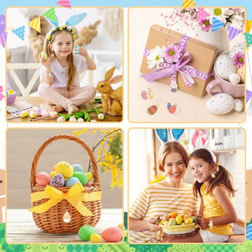 MARFOREVER 120 PCS Easter Charms for Jewelry Making, Assorted Gold Enamel Easter Bunny Egg Rabbit Charms Pendants Easter Spring Charm Bulk for DIY Bracelet Necklace Earrings Making Supplies - style: Easter