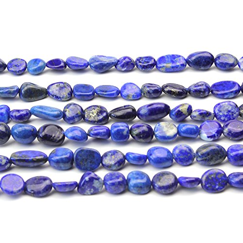 MJDCB Natural Irregular Shape Stone Beads 6-8mm Lapis Lazuli Gemstone Energy Cured for Jewelry Making Bracelet Necklaces - color: Lapis lazuli