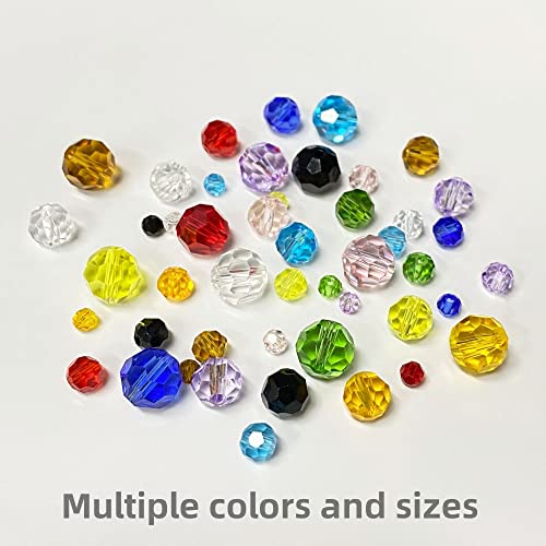 Jmassyang 400 Pieces 4mm Faceted Round Crystal Glass Beads Spacer Beads for Jewelry Making, Bracelets Necklaces Earrings Wind Chimes Suncatchers (Blue) - color: Blue, size: 4mm