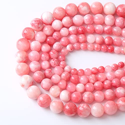 90pcs 4mm Natural Pink White Persian Jade Gemstone Beads Round Loose Spacer Beads for Jewelry Making DIY Bracelets Necklaces 15" (Pink Persian Jade, 4mm) - color: Pink Persian Jade, size: 4mm
