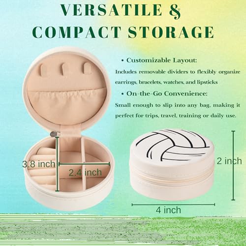 12-Pack White Black Volleyball Travel Jewelry Case Round Volleyball Stuff Portable Jewelry Organizer Storage Case for Team Athletes & Sports Enthusiasts Christmas Events & Milestones - style: B&W Mixed Volleyball